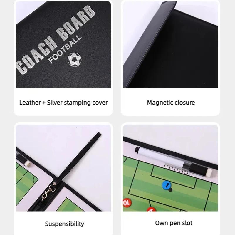 Color Football/Basketball/Soccer Tactics Board - Leather Team Sports Coach Teaching Board Equipped with Magnetic Tape & Pen