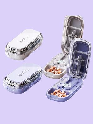 Newest Pill Cutter Storage Box Dustproof Divider Organizer Crusher Pill Cutter With Hidden Sharp Applicable To Kind Pills