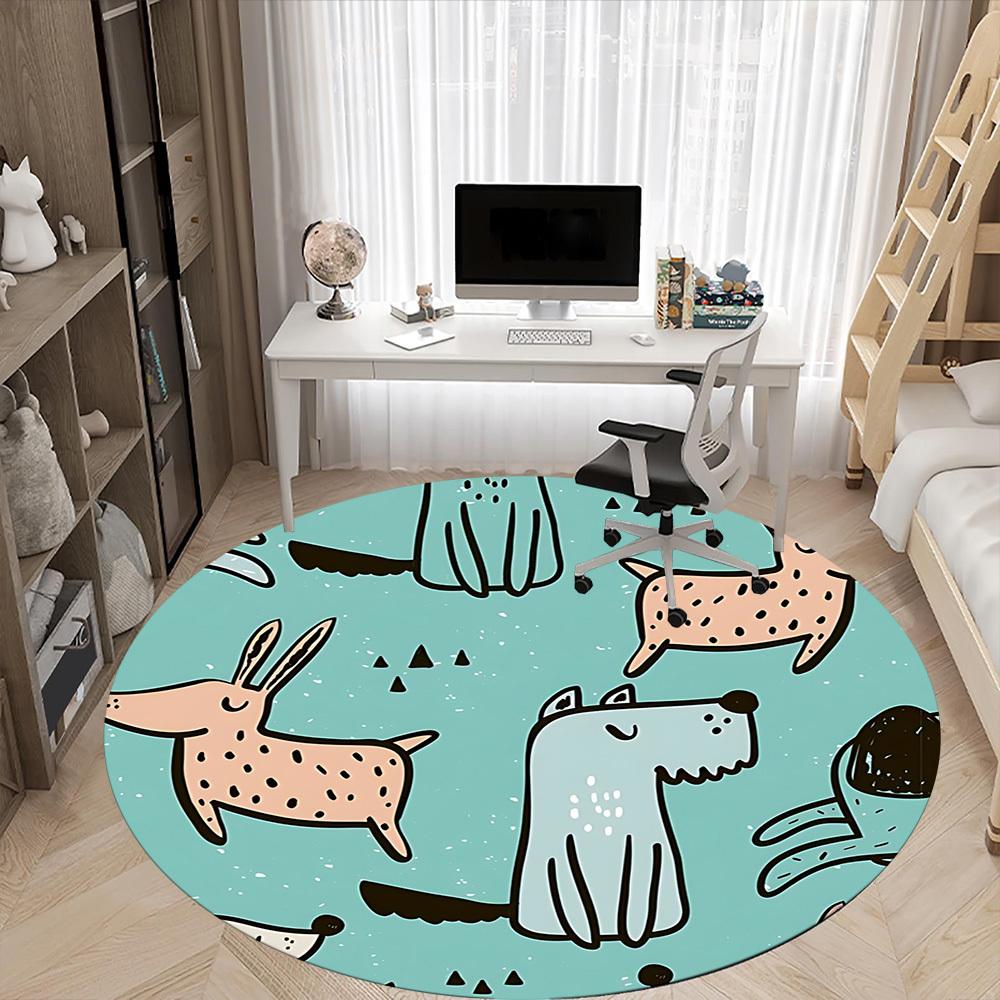 1pc Dogs, Forest Chair Carpet for Office, Non slip, Soft and Durable Office Rug for Interior Decoration