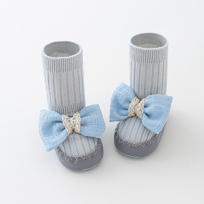 Frühling Sommer Baby Mädchen Socken Neugeborenes Baby Schleife Socken Säugling Baby Socken Rutschfest Weiche Baumwolle Bodensocken Schuhe