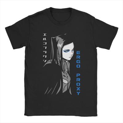 Re-l Ergo Proxy T-Shirts Herren Reine Baumwolle Lustige T-Shirts O-Ausschnitt T-Shirt Kurzarm Tops Grafikdruck
