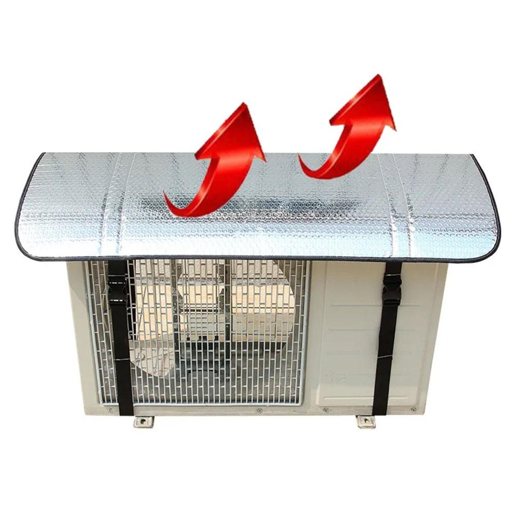 Air Conditioning Cover Outdoor Rainproof Sun-Resistant Aluminum Foil Dust Cover Protective Sleeve With Elastic Band Lifting Loop