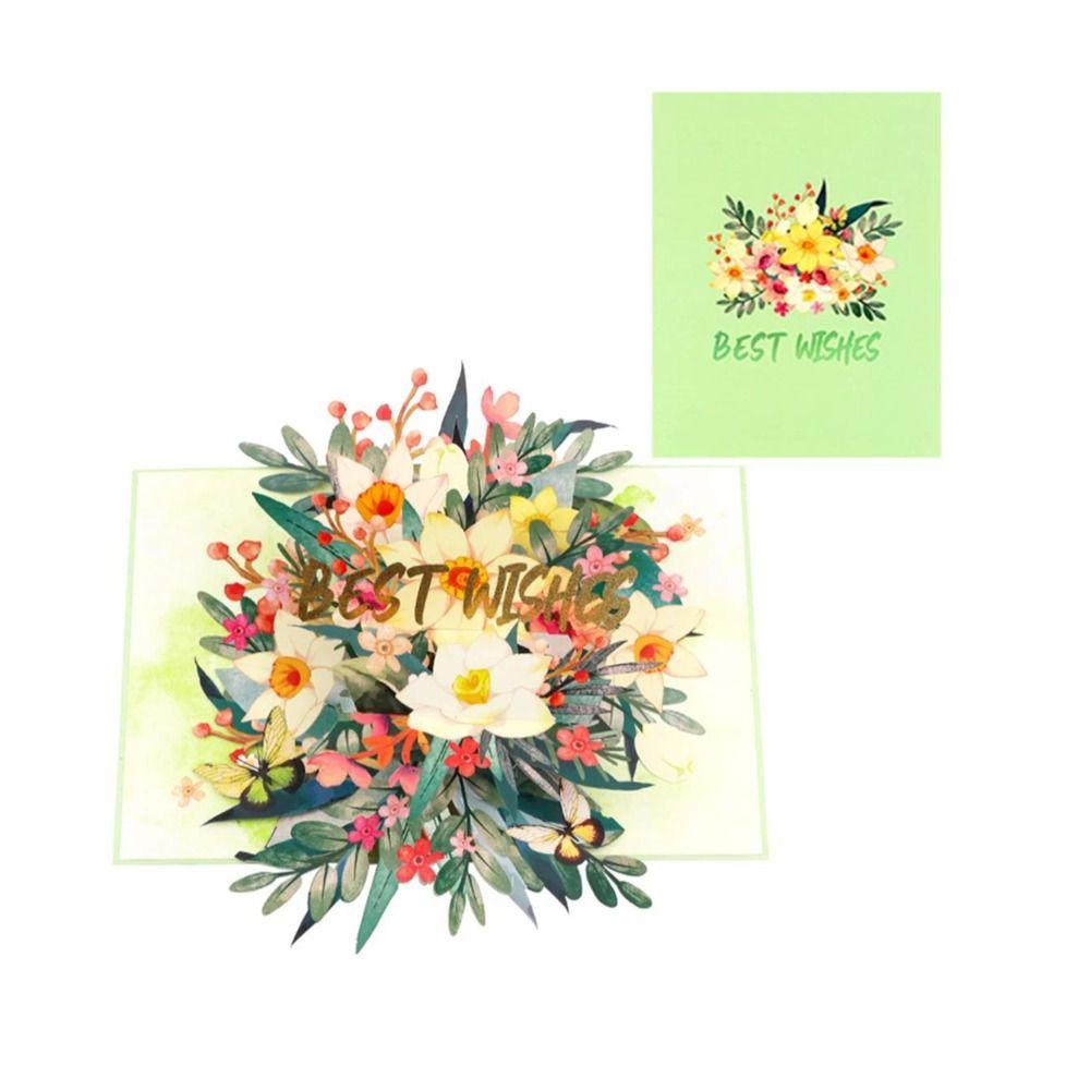 Handmade 3D Floral Greeting Card Paper Material Best Wishes Card Thanksgiving