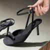 Summer Women High-heeled Sandals 2026 French Elegant Outdoor High Heels Fashion Butterfly-knot Thin Heel Outdoor Ladies Sandals