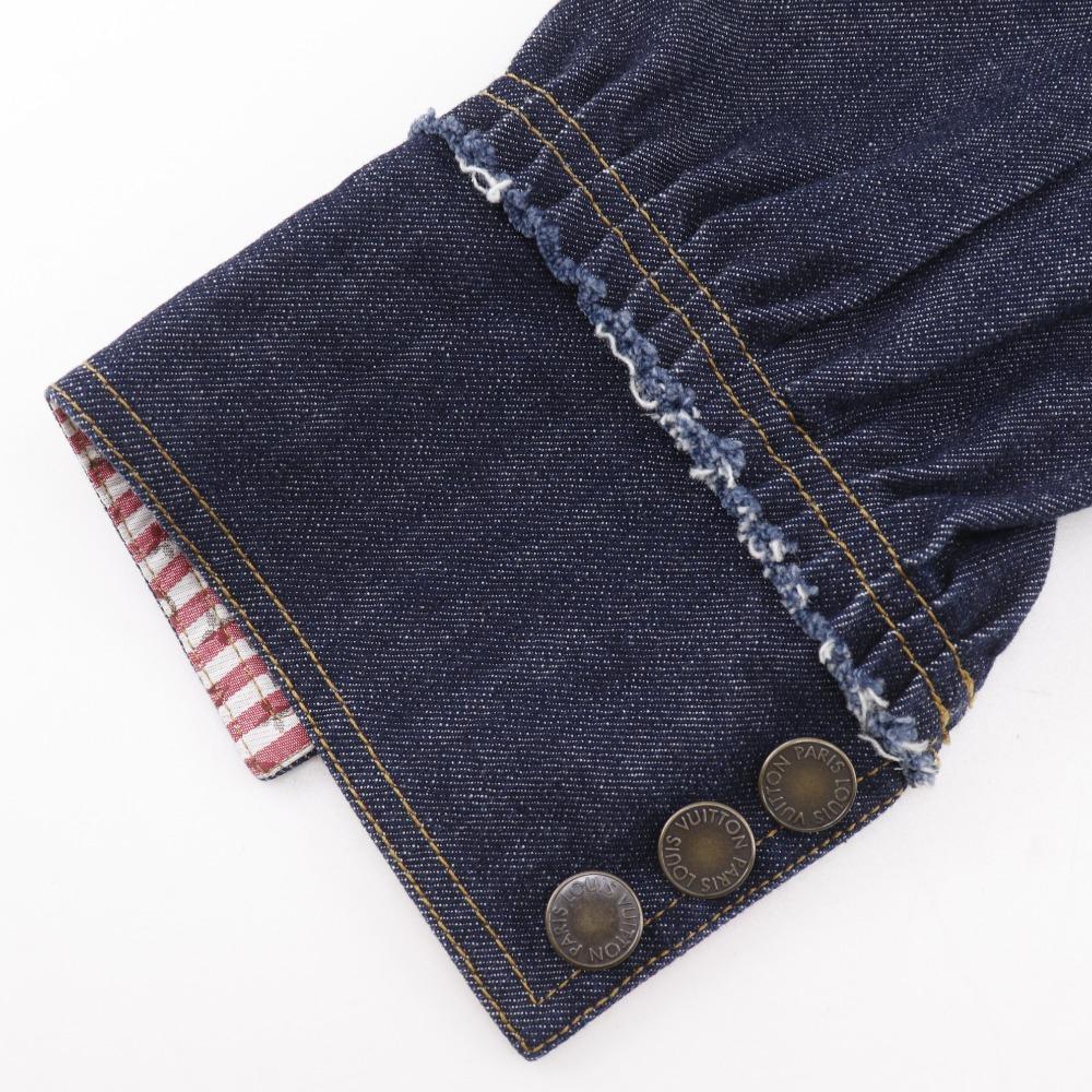 Louis Vuitton B Louis Vuitton Jeansjacke Logo Knopf Monogramm Vintage Baumwolle/Polyurethan Damen Gebraucht