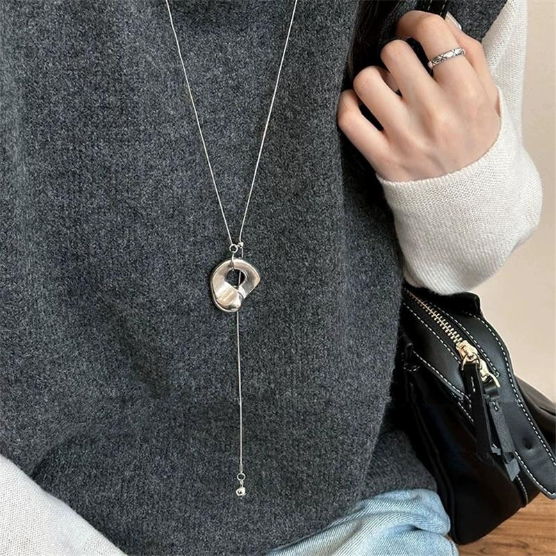 New Irregular Metal Pendant Adjustable Long Snake Chain Necklace For Women Unisex Charm On The Neck Accessories Gift Wholesale