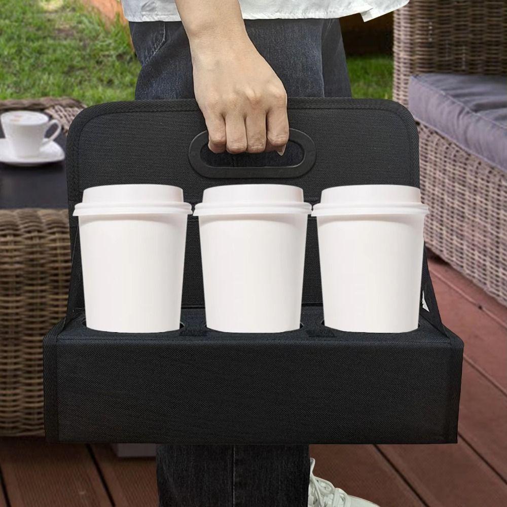 Solid Base Take Out Drink Holder Holds 6 Cups Coffee Cup Tote Bag Cup Organizer Pockets  Office