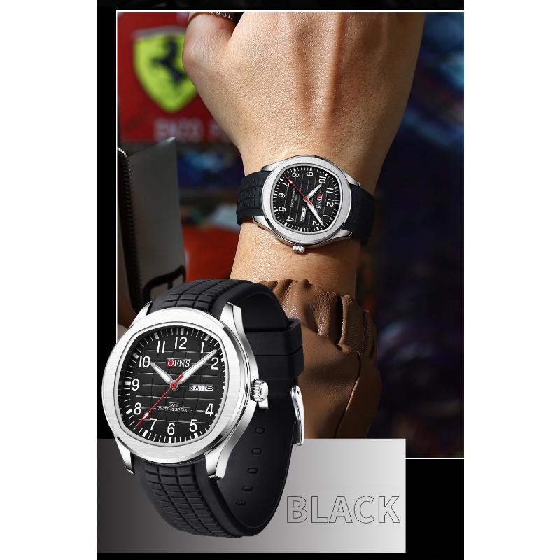 OFNS Fashion Herrenuhr 50M Wasserdicht Luxuriös Leuchtend Datum Woche Multifunktion Business Quarz Armbanduhr