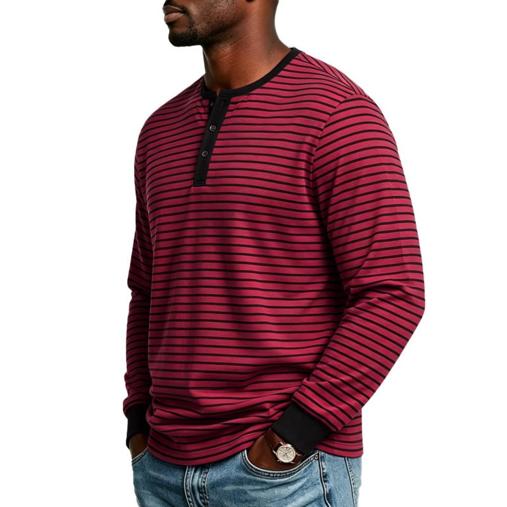 Gestreiftes Langarm-T-Shirt für Herren, Basisschicht für Sport, Pendeln, tägliche Kleidung
