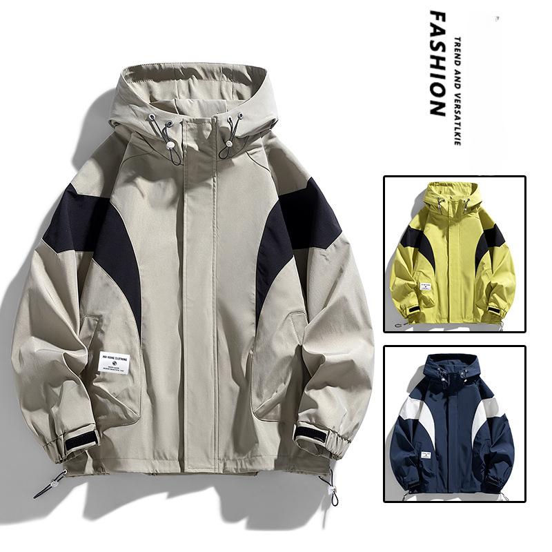 Spring New Large Size Jacket Men's Hooded Loose Workwear Trendy Mountain Style Outdoor Fat Men's Jacket