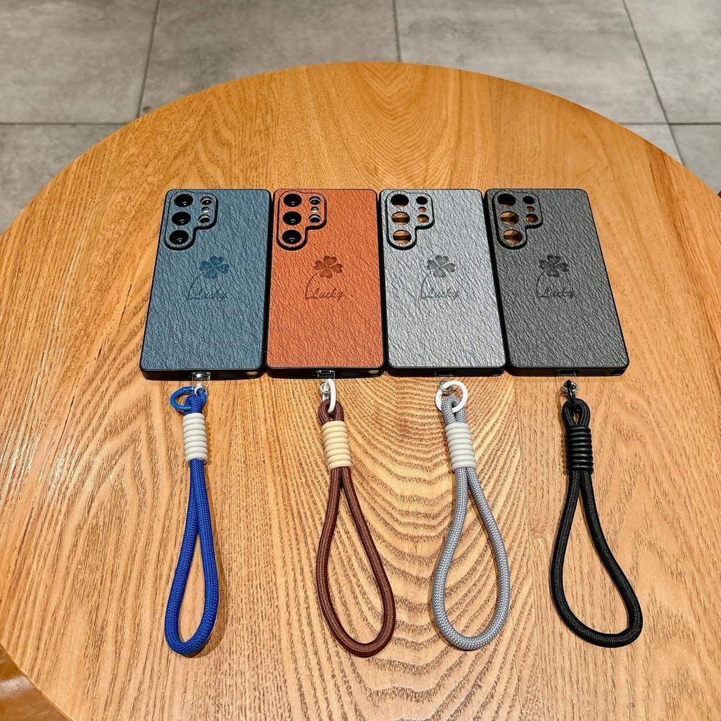 Samsung S25FE Phone Case S24ultra All Inclusive Ultra Thin New Four Leaf Clover A56 Leather Pattern Protective Case