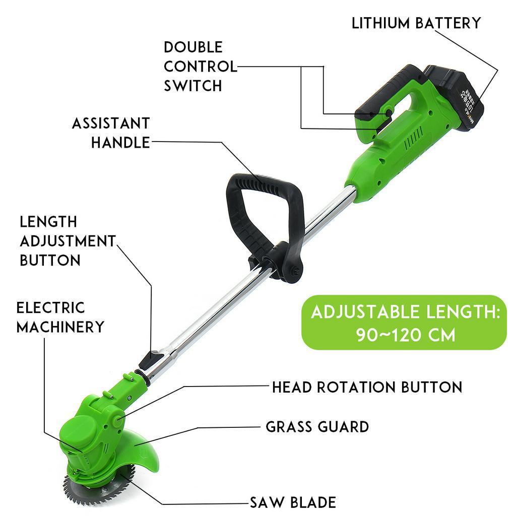 88V 1000W Cordless Grass Trimmer Electric Lawn Mower with 22980mAh Li-ion Battery Auto Release Garden Tool EU Plug