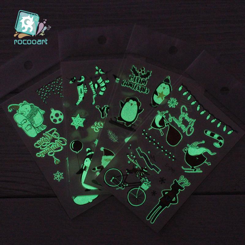 Ricalon Glow-in-the-Dark Waterproof Christmas Temporary Tattoos for Kids