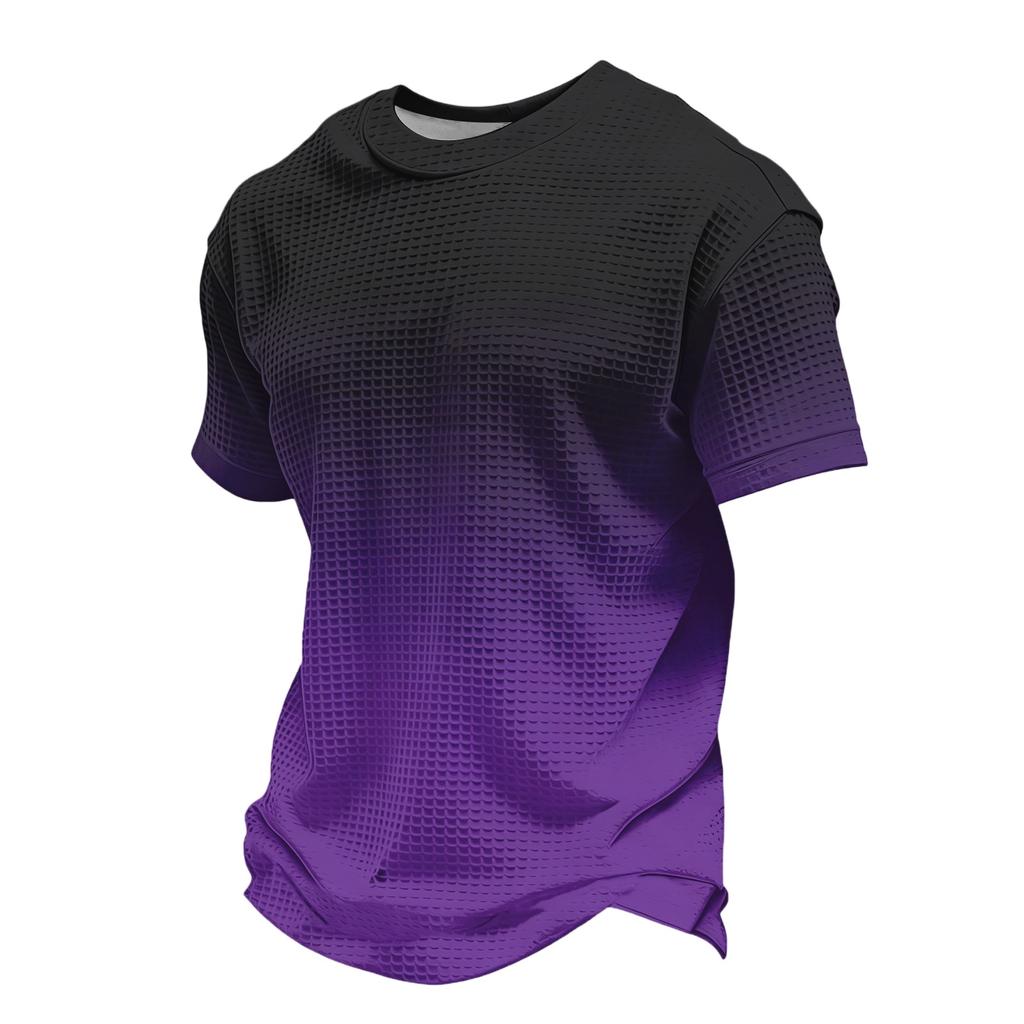Men's Knit Short Sleeve Shirt, Summer Color Casual Tee, Comfortable Fashion Top