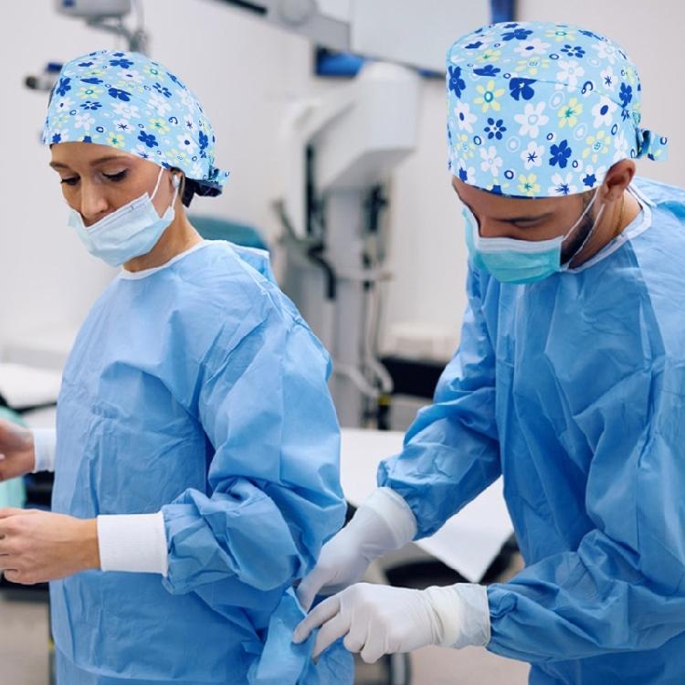 Stretchable Surgical Cap Cotton Material Slip Resistant Design Patterned Scrub Hat for Clinics