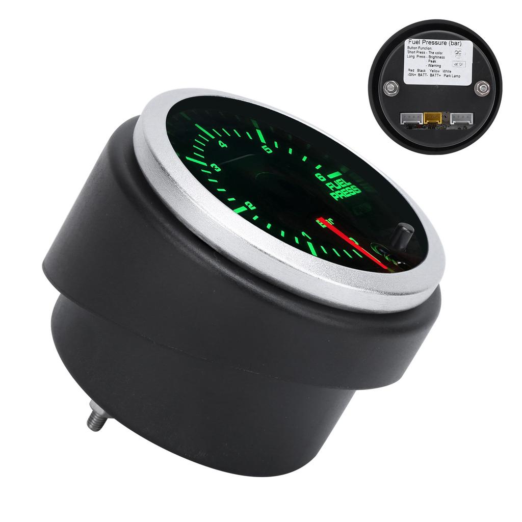 52mm Fuel Press Gauge Kit LED 10 Color 100 PSI Pressure Tester 0?6Bar for Racing Car Truck 12V