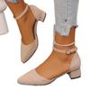Fashion Mid Heels Women Pointed Toe Sandals Suede Heeled Shoes Elegant Brand Chunky Pumps 2025 New Summer Fad Dress Sandalias De Mujer
