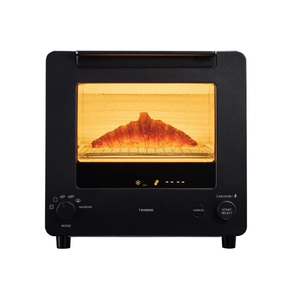Twinbird Toaster Oven Toaster 2 Piece Baking Rebake Compact Tsubame Sanjo Takumi Blanche Auto Mode 8 Level Temperature Adjustment Black Black