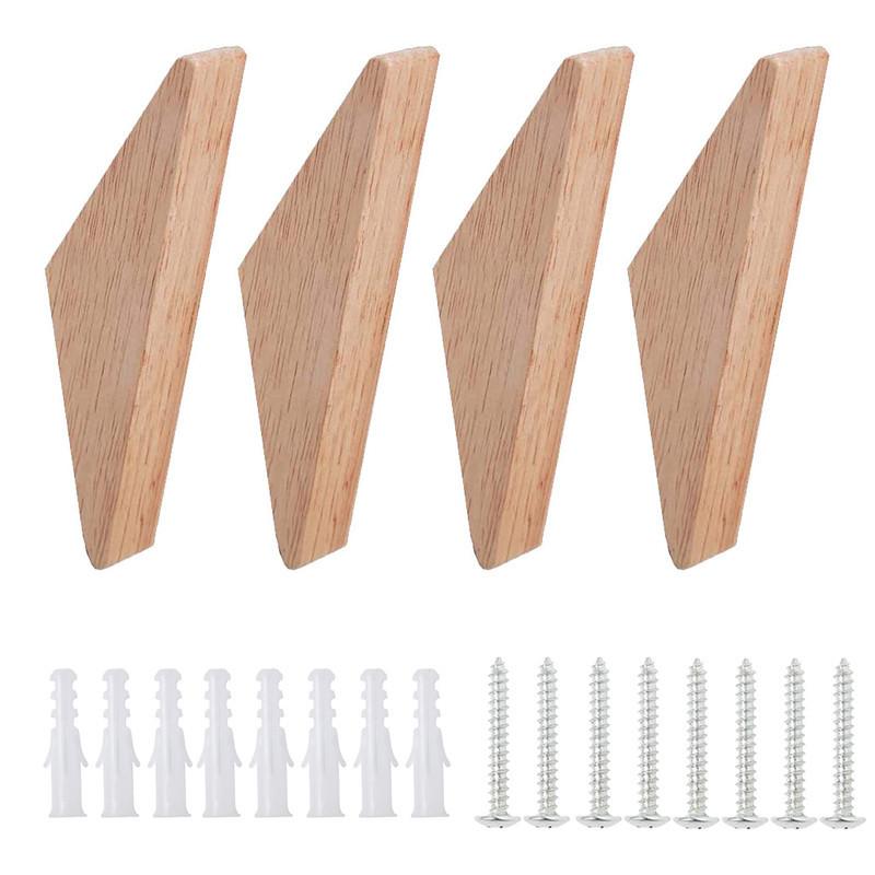 1/2/4 PCS Wooden Triangle Angle Hook Wall Mounted Coat Hooks Multi-Use for Hats&Bags Home Storage Accessory