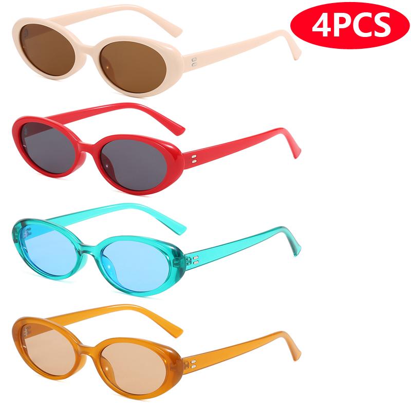 4pcs/7pc Small Oval Sun Glasses Vintage Oval Sunglasses Men Small Oval Sun Glasses Retro Fashion Women Sun Glasses Oculus