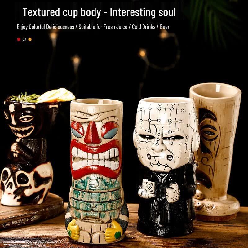 Retro Hawaiian Tiki Keramik Cocktailbecher