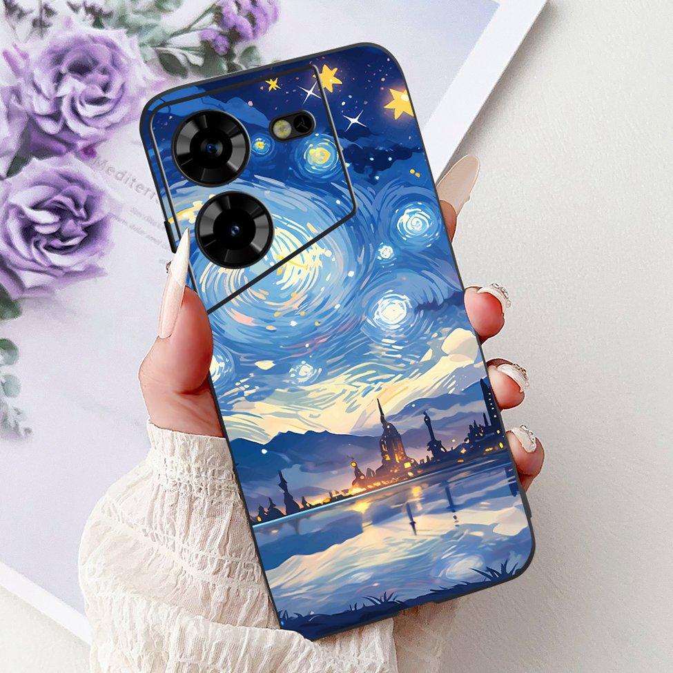 Cover For Tecno Pova 5 Case LH7n Silicone Cute Cat Fashion Flowers Luxury Painted Casing For Techno Pova 5 Phone Case Bumper