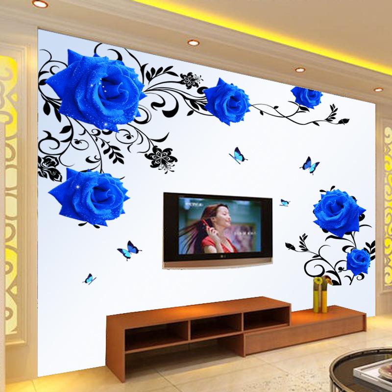 Adesivi murali rose autoadesivi sfondo TV parete soggiorno decorazione stanza adesivi decorazione murale adesivi murali