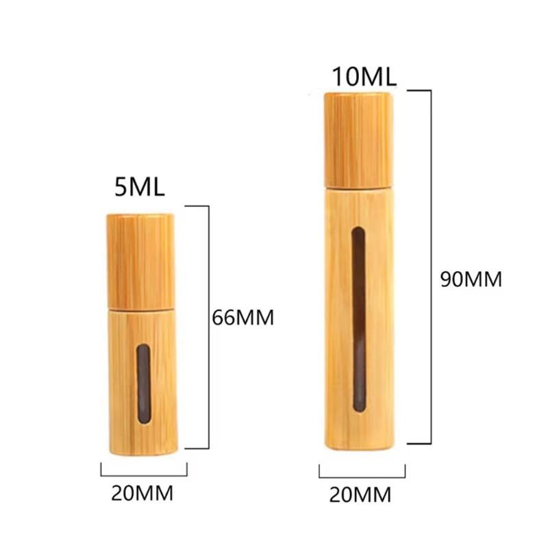 3ml/5ml/10ml/15ml Pack of 10 Mini Glass Roller Bottles with Ball Rollerball Glass Bottles with Bamboo Case Empty Bottles