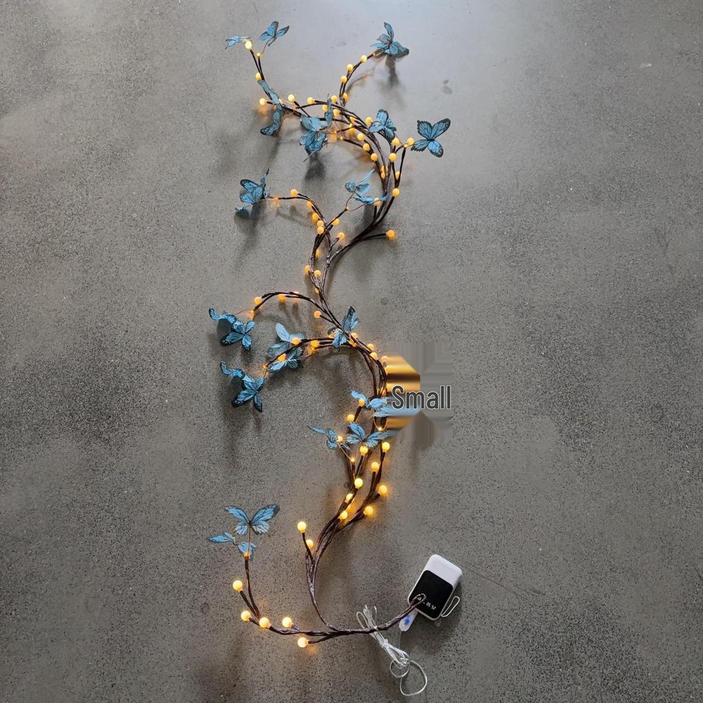 Bendable LED Rattan String Lights with Butterflies & Leaves for Wall Decoration