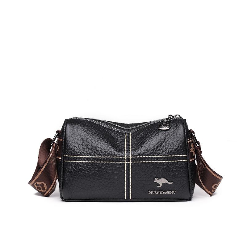 Leather Women's Bags New Trendy Fashion Splicing Shoulder Messenger Bag First Layer Cowhide Pillow Bag