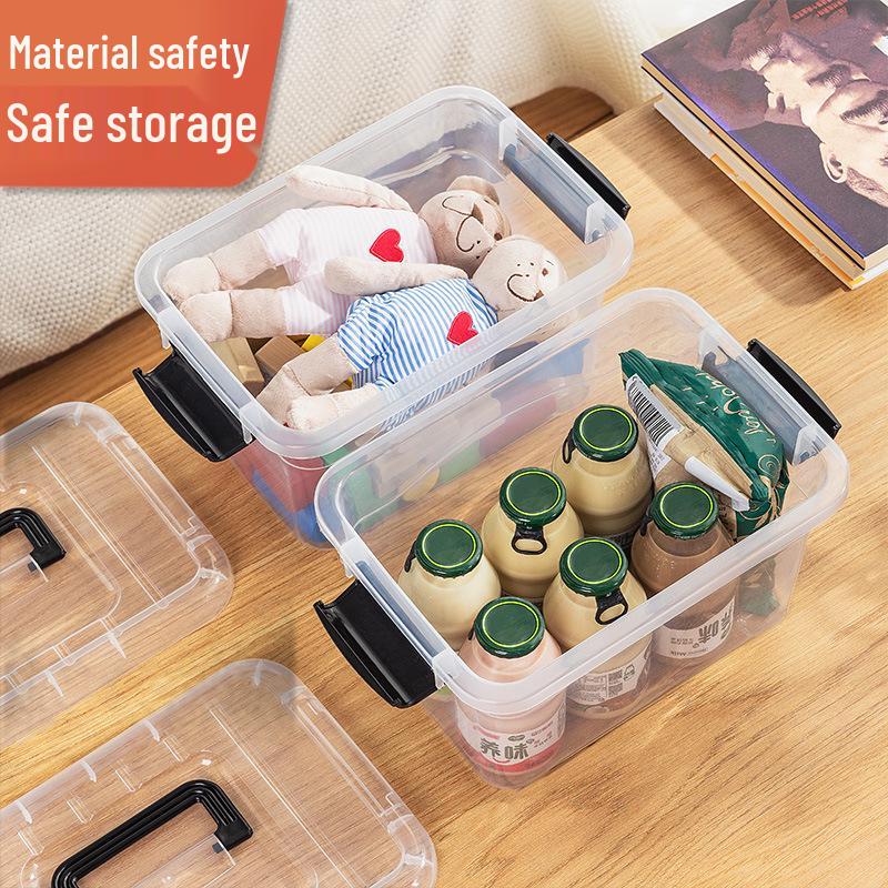 Clear Plastic Storage Organizer with Lid - Portable Handheld Box for Desktop & Toy Organization