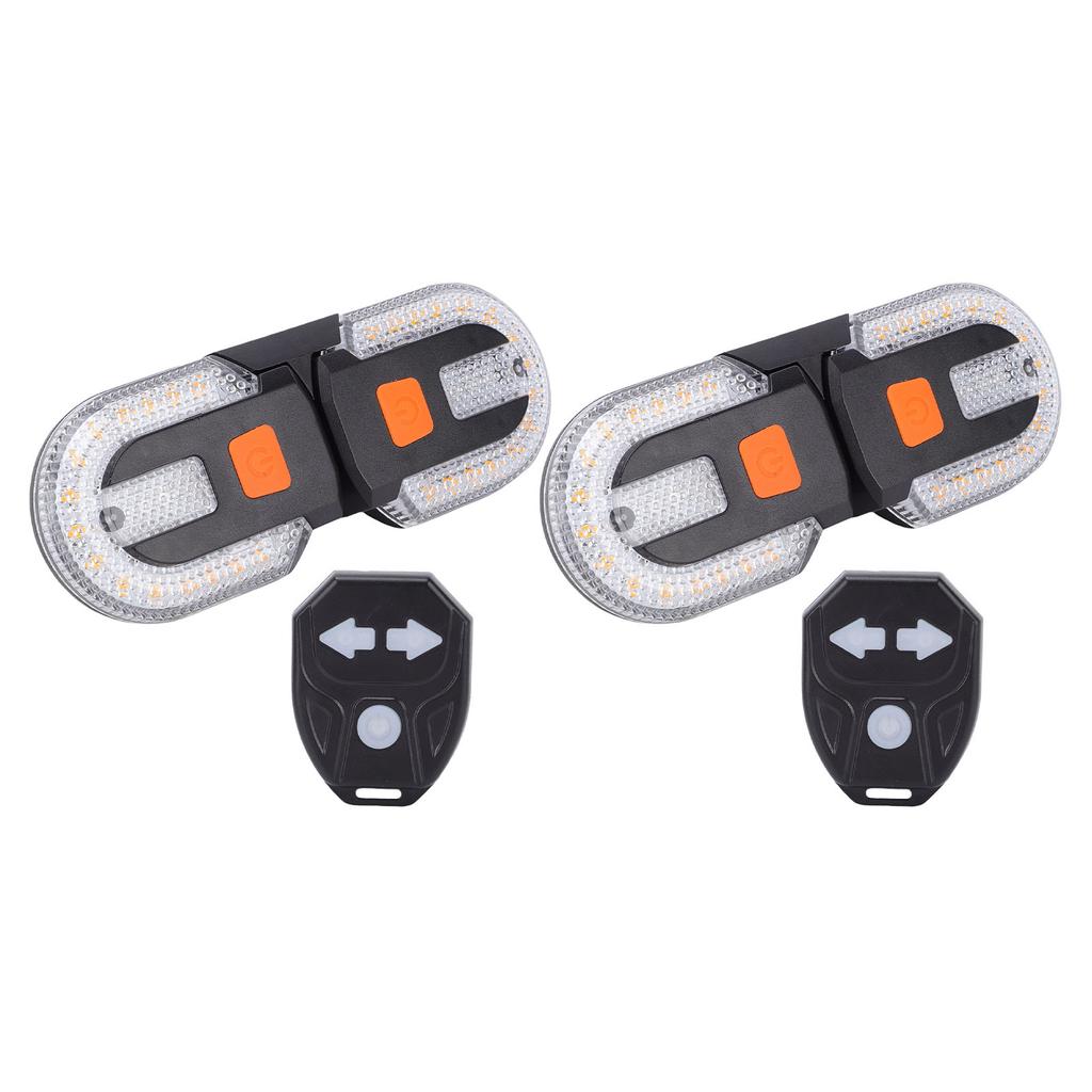2 Pairs Bike Turn Signals USB Rechargeable LED Rear Tail Light with Remote Control 5 Modes Water Proof for Night Riding