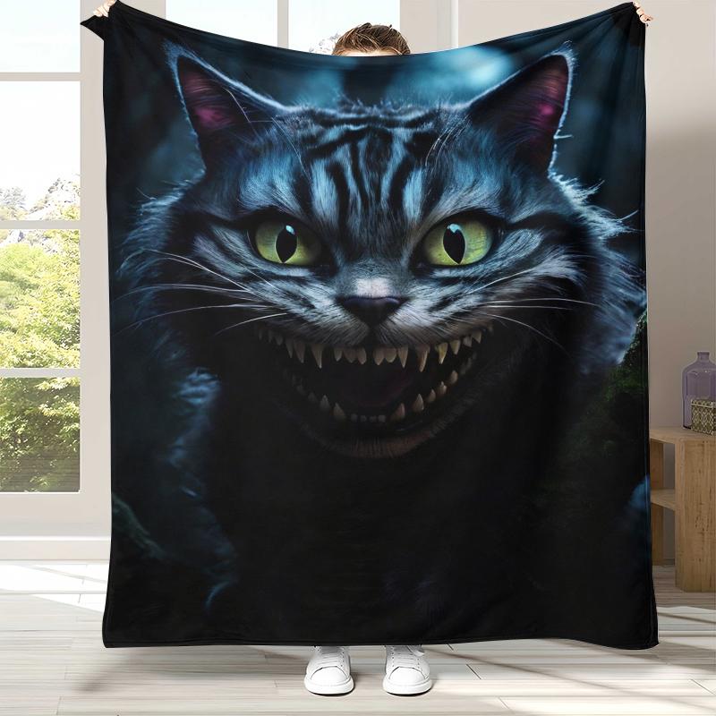 Alice im Wunderland Cartoon Cheshire Katze Flanelldecke, Ultraweiche Warme Plüschdecke für Zuhause Schlafzimmer Bett Sofa Abdeckung Kindergeschenk