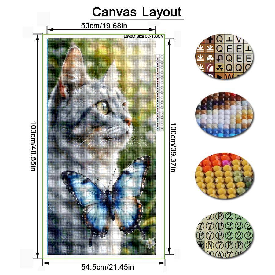 Diy Diamond Mosaic Butterfly Cat Large Size Diamonds Painting Animals Full Drill Rhinestone Embroidery Jewelry Cross Stitch Kits Wall Decor
