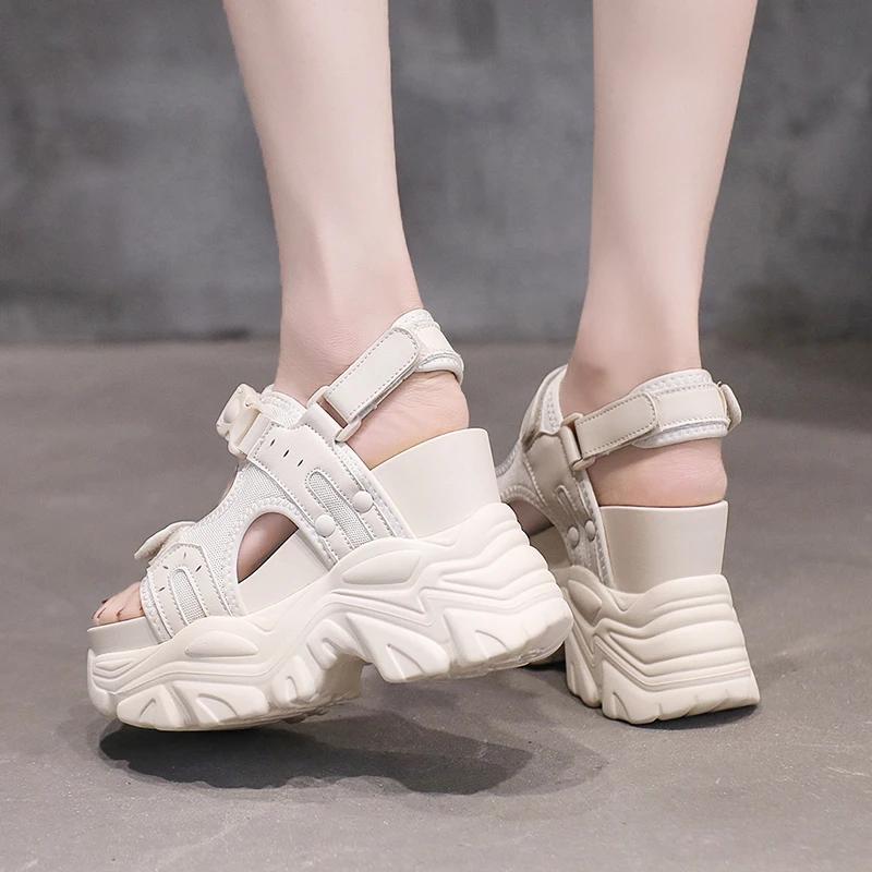Fashion 10.5CM Chunky Platform Sandals Women 2025 High Heels Sexy Open-toed Sandals Wedge Increased Shoes Ladies Beach Summer Sandalia