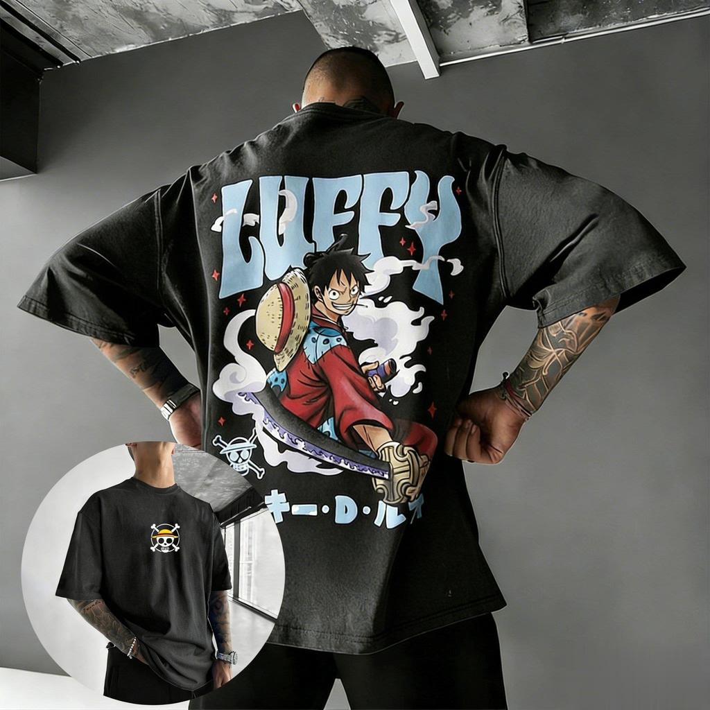 Monkey D Luffy One Piece TShirt Men Summer Wano Country Character Graphic Short Sleeve Streetwear Loose Fit Anime Fan Tee