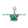 Small Glitter Dog Paw Print Pendant - Zinc Alloy Pet ID Tag (17x18mm)