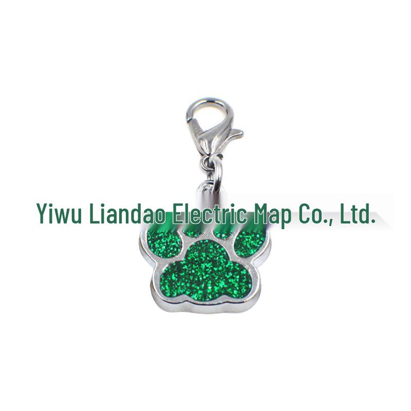 Small Glitter Dog Paw Print Pendant - Zinc Alloy Pet ID Tag (17x18mm)