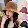 Spring Summer Hollow Knitted Bucket Hat Sunshade Hats For Women Fashion Sun Protection Caps Leisure Seaside Vacation Decoration