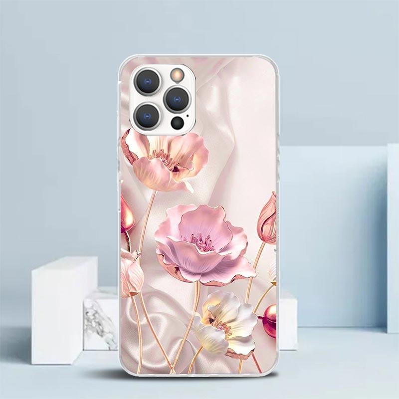 Beautiful Rose Bling Picture Phone Case For IPhone 16 17 Air 16E 15 14 Plus 13 Mini 12 11 Pro Max 7 8 + SE 2020 Soft TPU Back Co