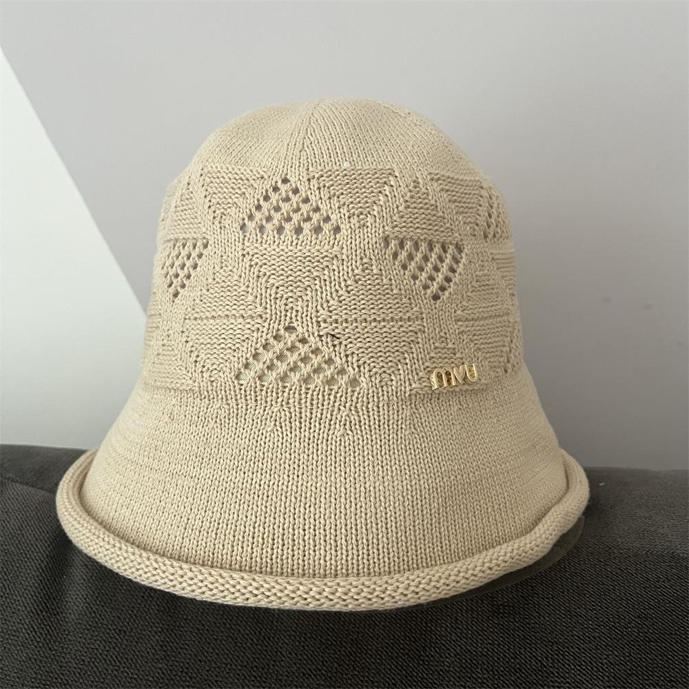 Hollow Knitted Bucket Hat, Curled Edge Fashion Visor, Travel Versatile Washbasin Hat
