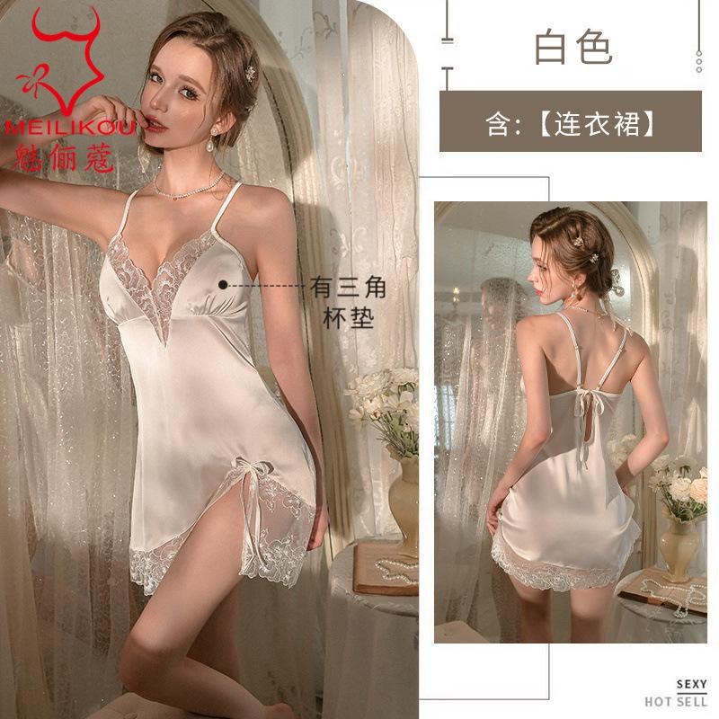 Sex underwear ice silk thin lace careful machine suspender chest pad sexy suspender skirt home