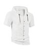 Men's Casual Lightweight Cotton Linen Short-Sleeve Hoodie Cardigan