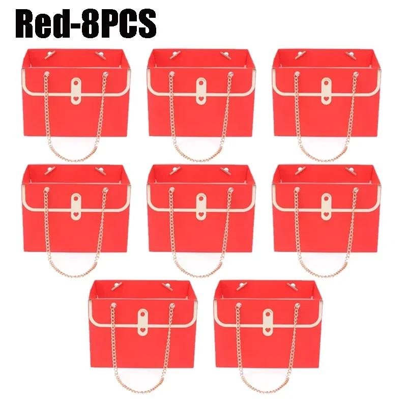 Flower Bags for Bouquets Small Flower Boxes for Arrangements with Metal Chain Cute Purse Paper Gift Box Floral Packing Tote Bags