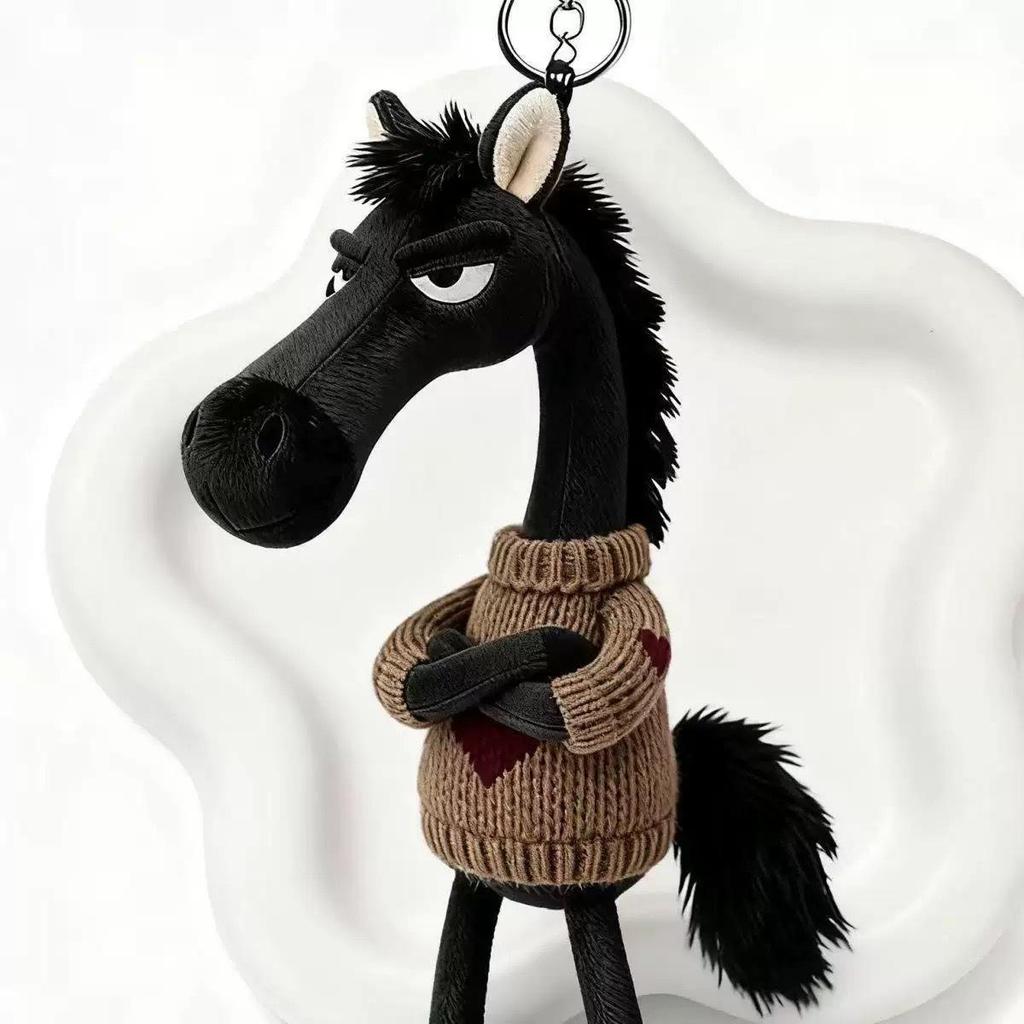 2026 Year of the Horse Mascot Black Horse Plush Bag Pendant Gift