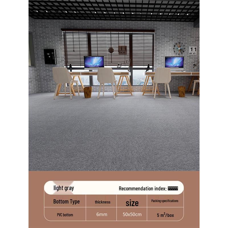Commercial Office Carpet Tiles for Large Cement Floors in Billiards Rooms Upgraded PVC Base (4 Pieces per Square Meter) светло-серый
