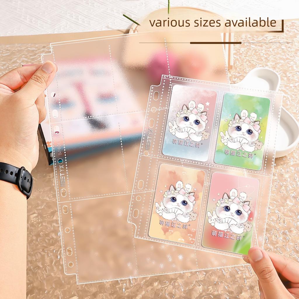 MEETXY 10Pcs Fine-Grained A4/A5 Binder Refill Pages 3-Inch Photo Card Sleeves for Kpop Albums, Fan Photocard Storage