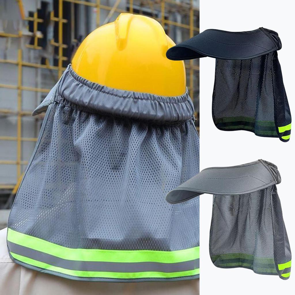 2025 Summer Sun Shade Safety Hard Hat Neck Shield Helmet Sun Shade Reflective Stripe Cap Cover for Construction Workers