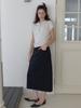 Elssibeui Cotton Midi Black Skirt