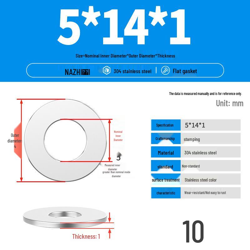 Thickened 304 Stainless Steel Flat Washer Spacer (M4-M8)